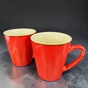 Thomson Pottery Red Coffee Mug Set 2 Speckled‎ Glaze Interior Microwave Safe